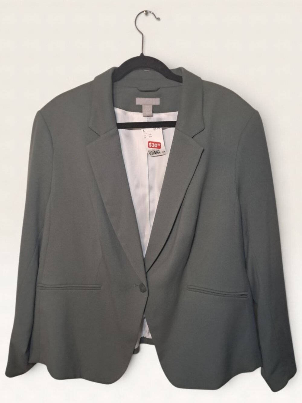 H&M NWT Sage Green Single Button Blazer Jacket Size XXL